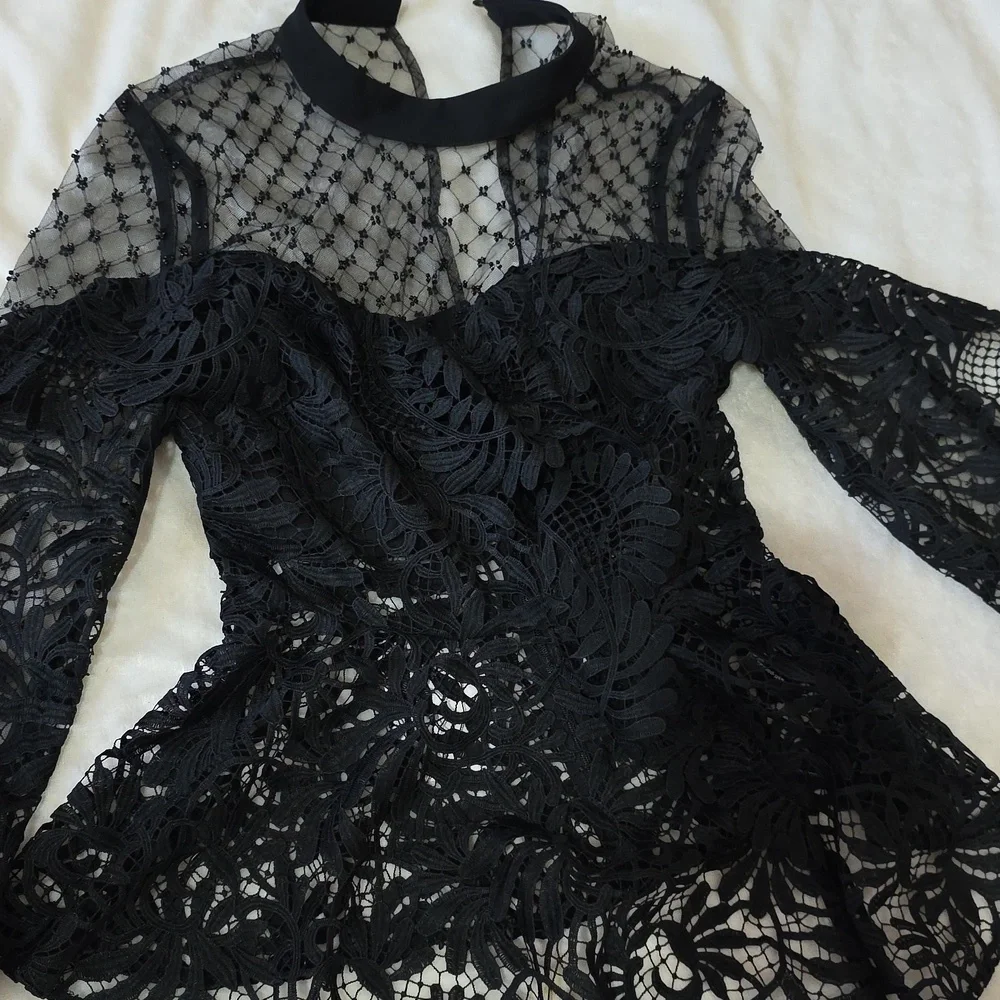 Self-Portrait Black Lace Blouse - Picture 4 of 9